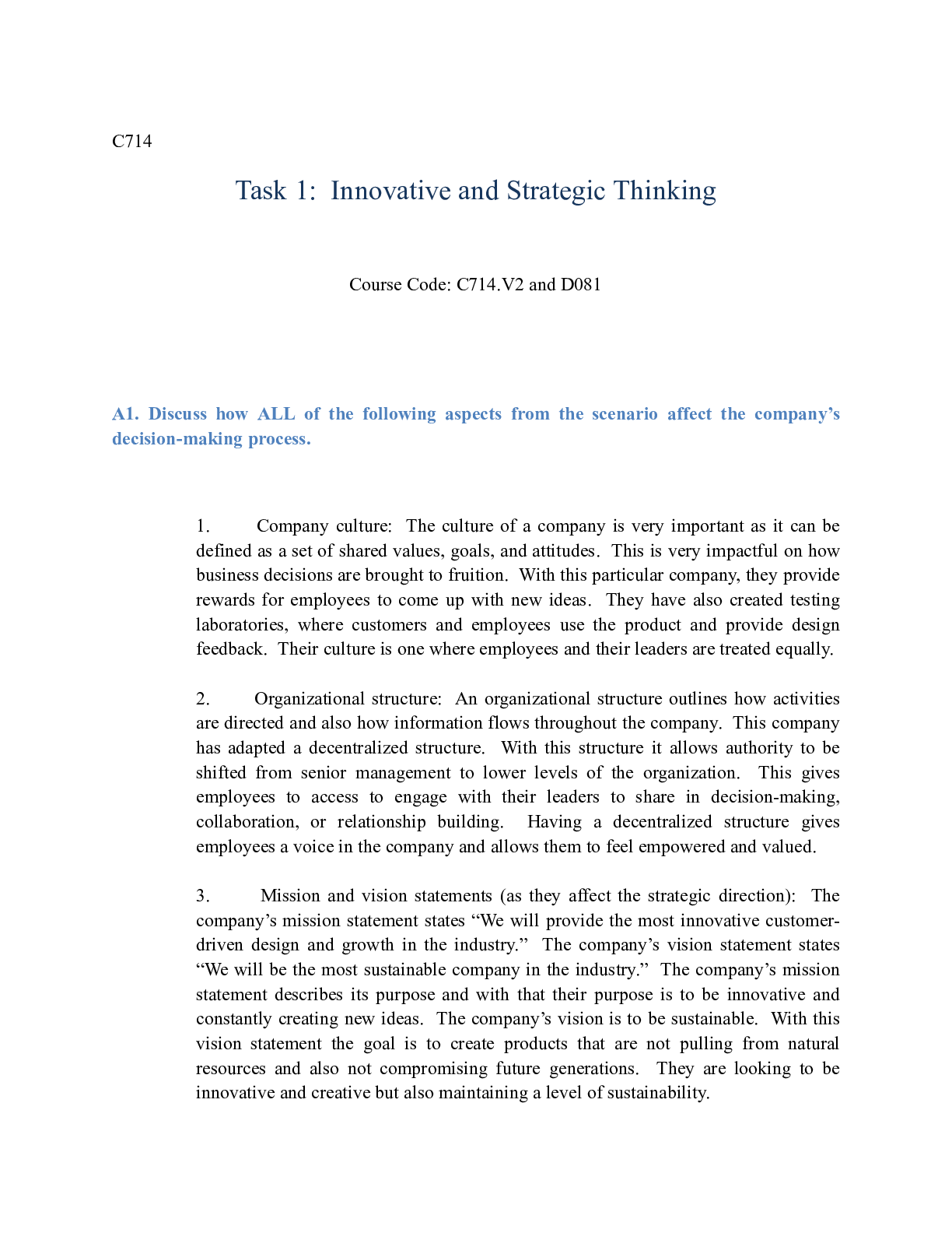 Preview image of C714_v2_Task_1.docx  C714   Task 1:  Innovative and Strategic Thinking  Course Code: C714. document